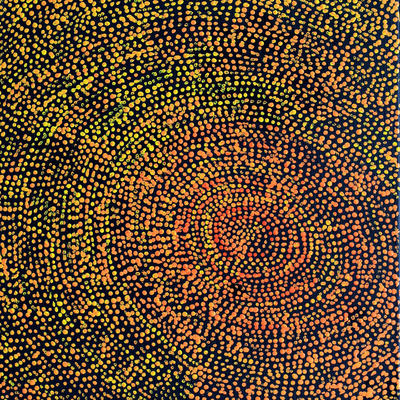 Aboriginal Artwork by Sarah Napurrurla Leo, Ngapa Jukurrpa (Water Dreaming), 30x30cm