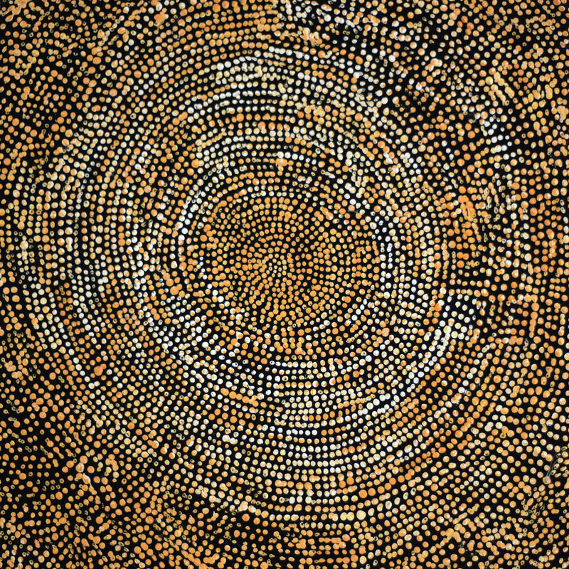 Aboriginal Artwork by Sarah Napurrurla Leo, Ngapa Jukurrpa (Water Dreaming), 30x30cm