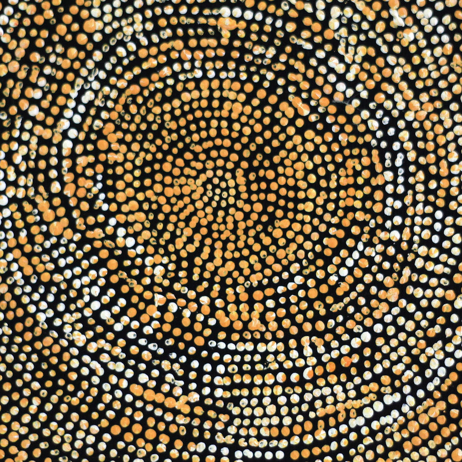 Aboriginal Artwork by Sarah Napurrurla Leo, Ngapa Jukurrpa (Water Dreaming), 30x30cm
