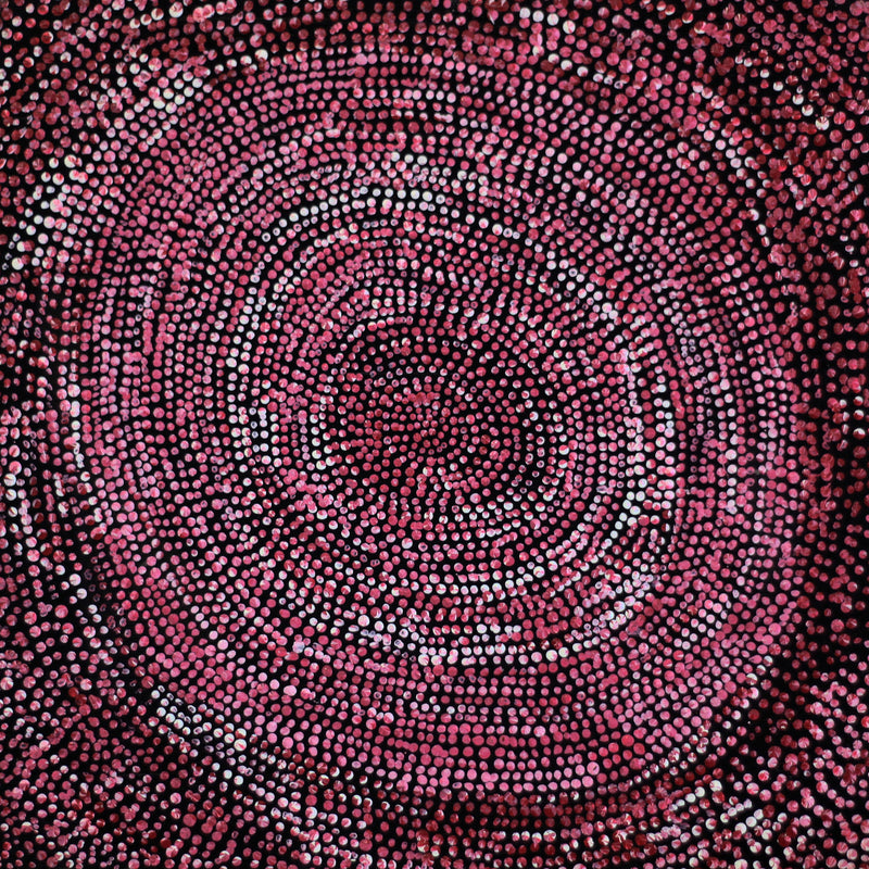 Aboriginal Artwork by Sarah Napurrurla Leo, Ngapa Jukurrpa (Water Dreaming), 30x30cm