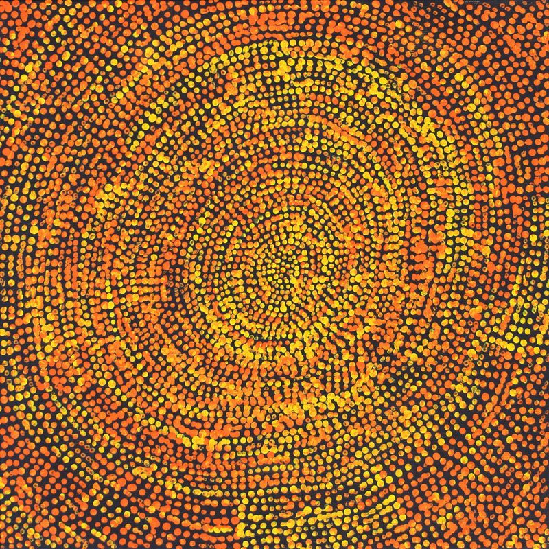 Aboriginal Artwork by Sarah Napurrurla Leo, Ngapa Jukurrpa (Water Dreaming), 30x30cm