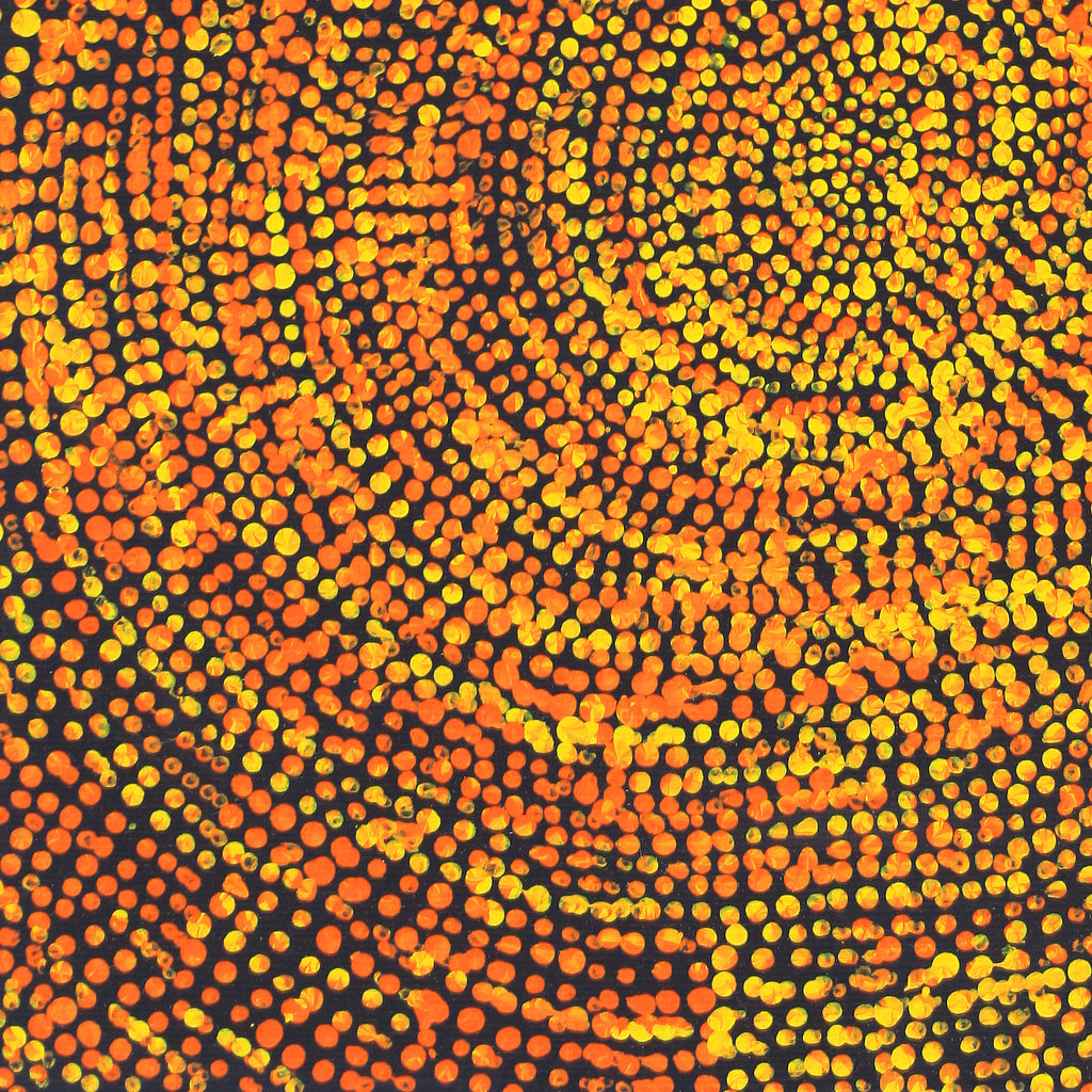 Aboriginal Artwork by Sarah Napurrurla Leo, Ngapa Jukurrpa (Water Dreaming), 30x30cm