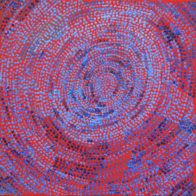 Aboriginal Artwork by Sarah Napurrurla Leo, Ngapa Jukurrpa (Water Dreaming), 30x30cm