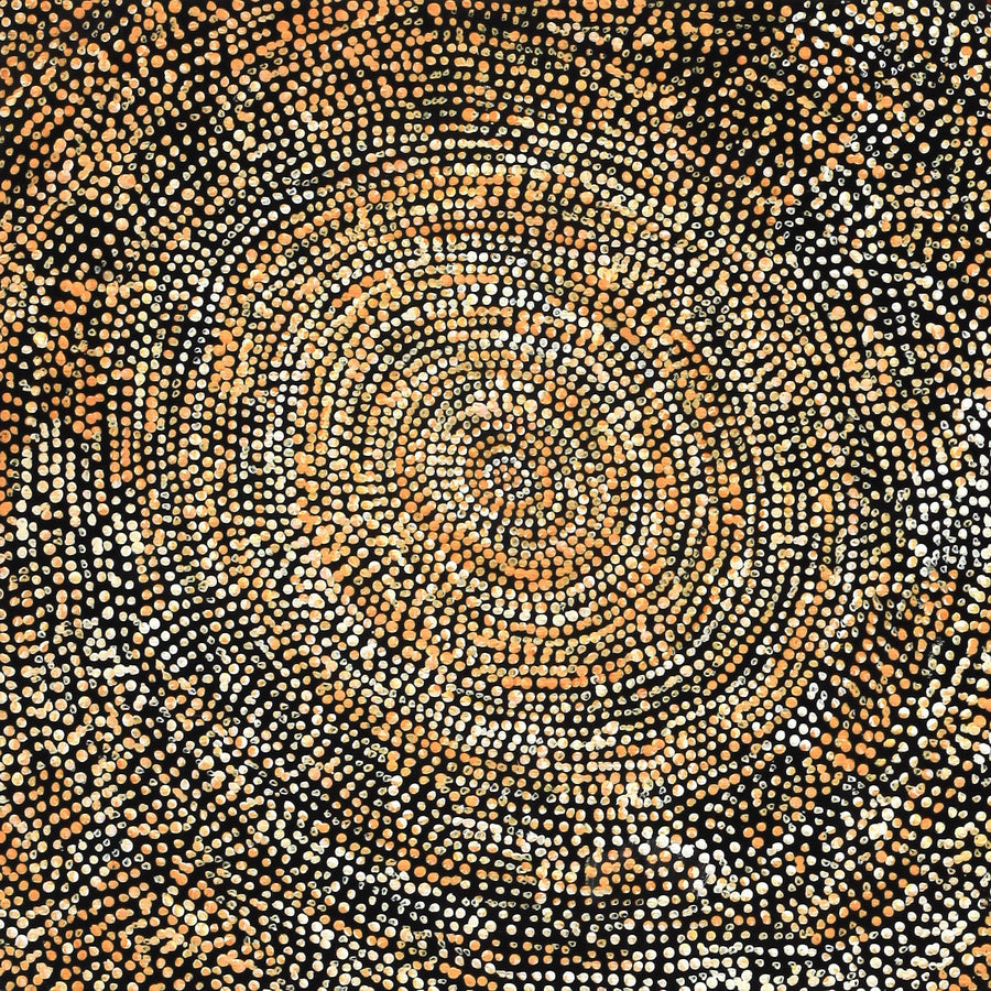 Aboriginal Artwork by Sarah Napurrurla Leo, Ngapa Jukurrpa (Water Dreaming), 30x30cm