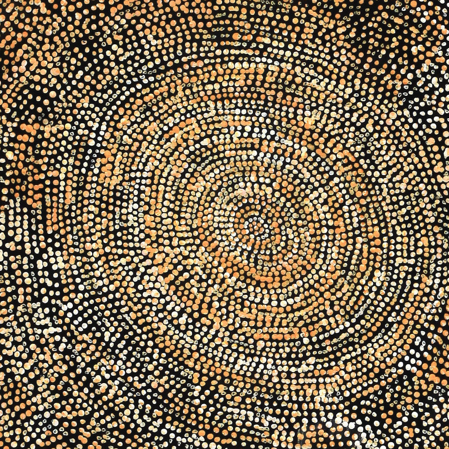 Aboriginal Artwork by Sarah Napurrurla Leo, Ngapa Jukurrpa (Water Dreaming), 30x30cm