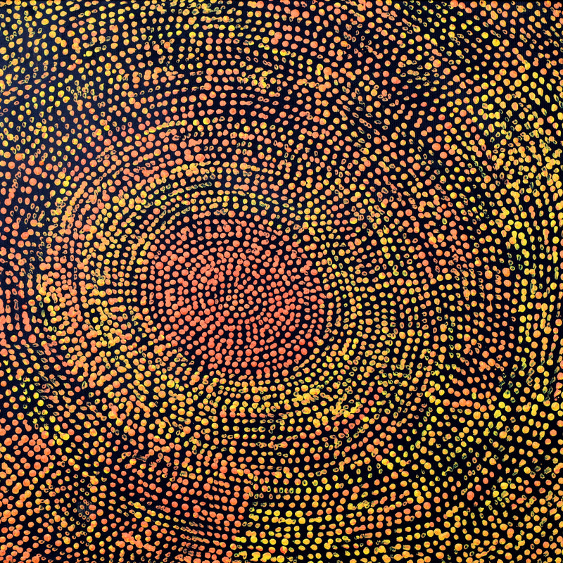 Aboriginal Artwork by Sarah Napurrurla Leo, Ngapa Jukurrpa (Water Dreaming), 30x30cm