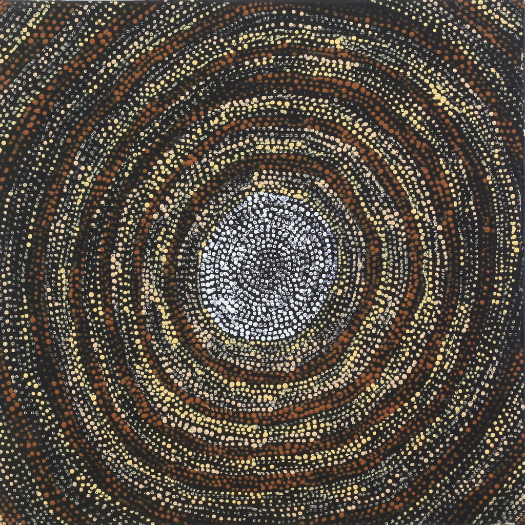Aboriginal Artwork by Sarah Napurrurla Leo, Ngapa Jukurrpa (Water Dreaming), 30x30cm