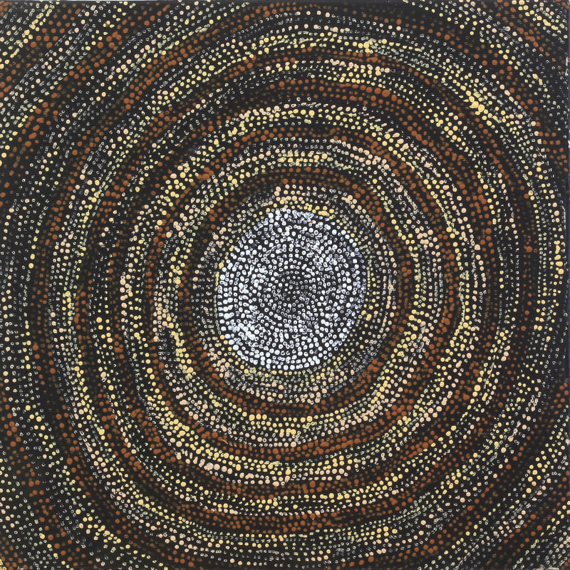 Aboriginal Artwork by Sarah Napurrurla Leo, Ngapa Jukurrpa (Water Dreaming), 30x30cm
