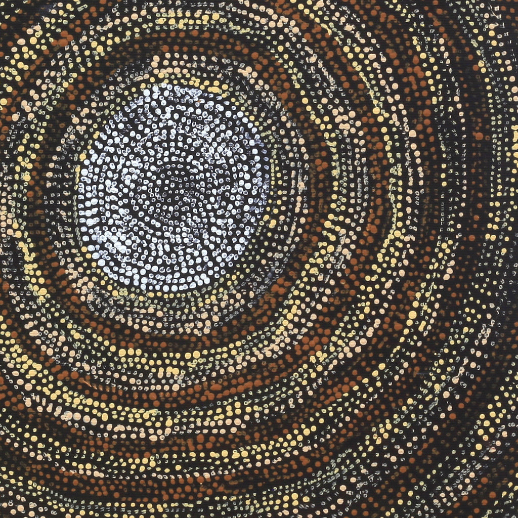 Aboriginal Artwork by Sarah Napurrurla Leo, Ngapa Jukurrpa (Water Dreaming), 30x30cm