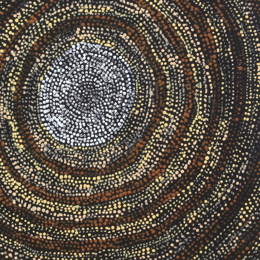 Aboriginal Artwork by Sarah Napurrurla Leo, Ngapa Jukurrpa (Water Dreaming), 30x30cm