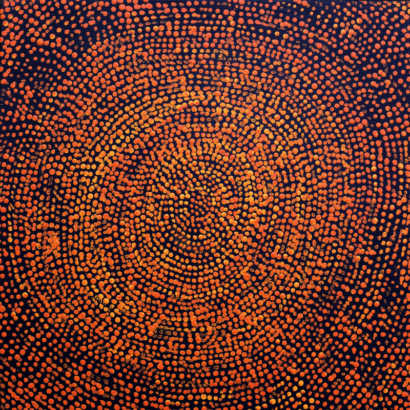 Aboriginal Artwork by Sarah Napurrurla Leo, Ngapa Jukurrpa (Water Dreaming), 30x30cm