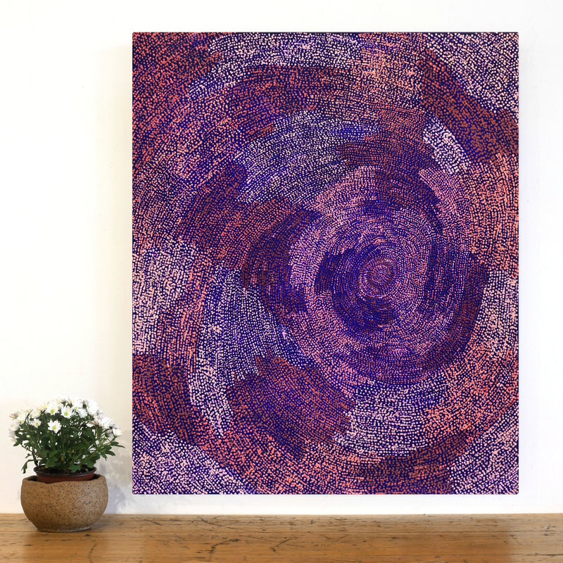 Aboriginal Artwork by Sarah Napurrurla Leo, Ngapa Jukurrpa (Water Dreaming), 91x76xcm