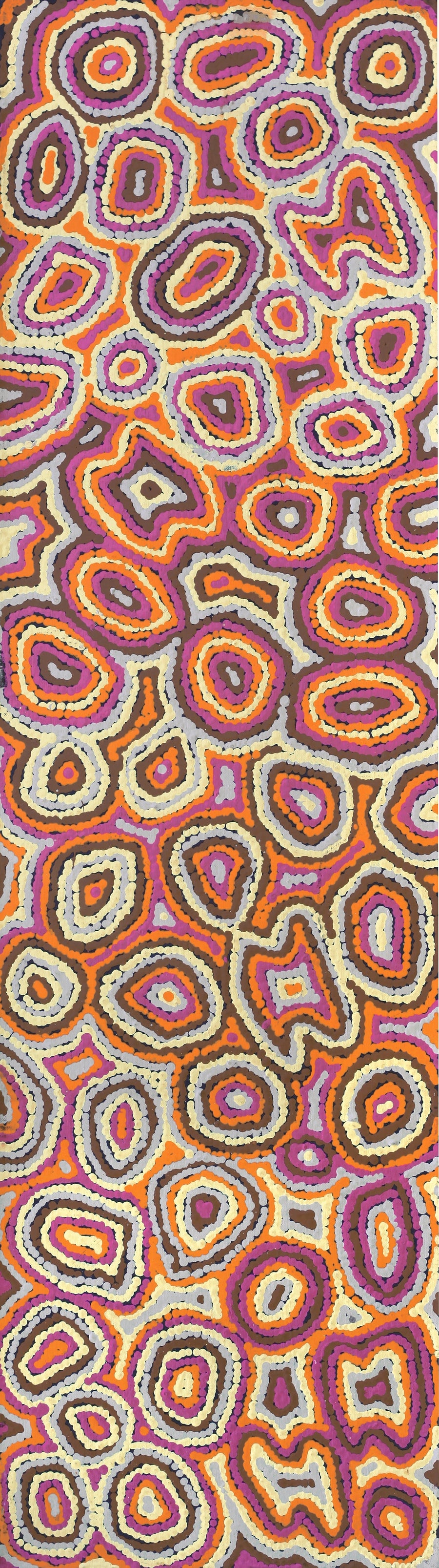 Aboriginal Artwork by Sarah Napaljarri Simms, Pikilyi Jukurrpa (Vaughan Springs Dreaming), 107x30cm