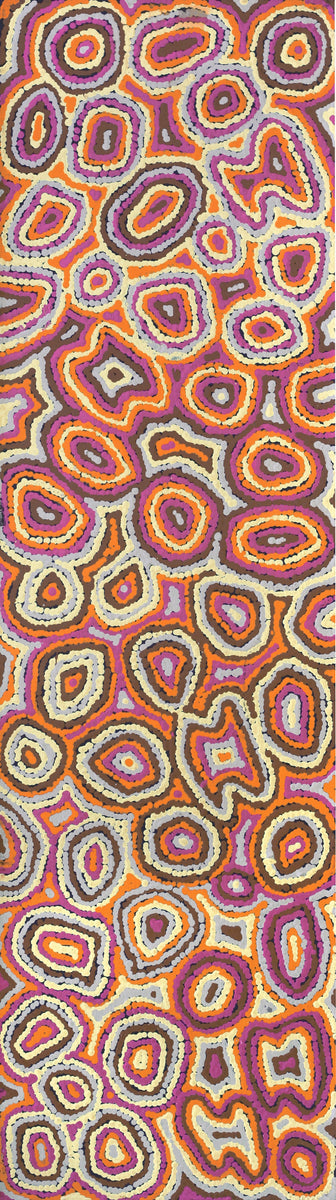 Aboriginal Art by Sarah Napaljarri Simms, Pikilyi Jukurrpa (Vaughan Springs Dreaming), 107x30cm - ART ARK®