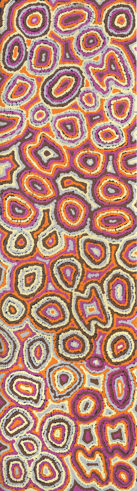 Aboriginal Artwork by Sarah Napaljarri Simms, Pikilyi Jukurrpa (Vaughan Springs Dreaming), 107x30cm