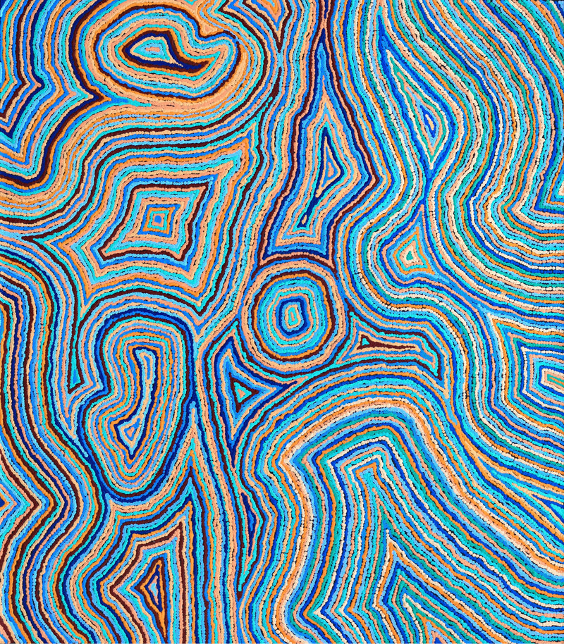 Aboriginal Artwork by Sarah Napaljarri Simms, Pikilyi Jukurrpa (Vaughan Springs Dreaming), 122x107cm