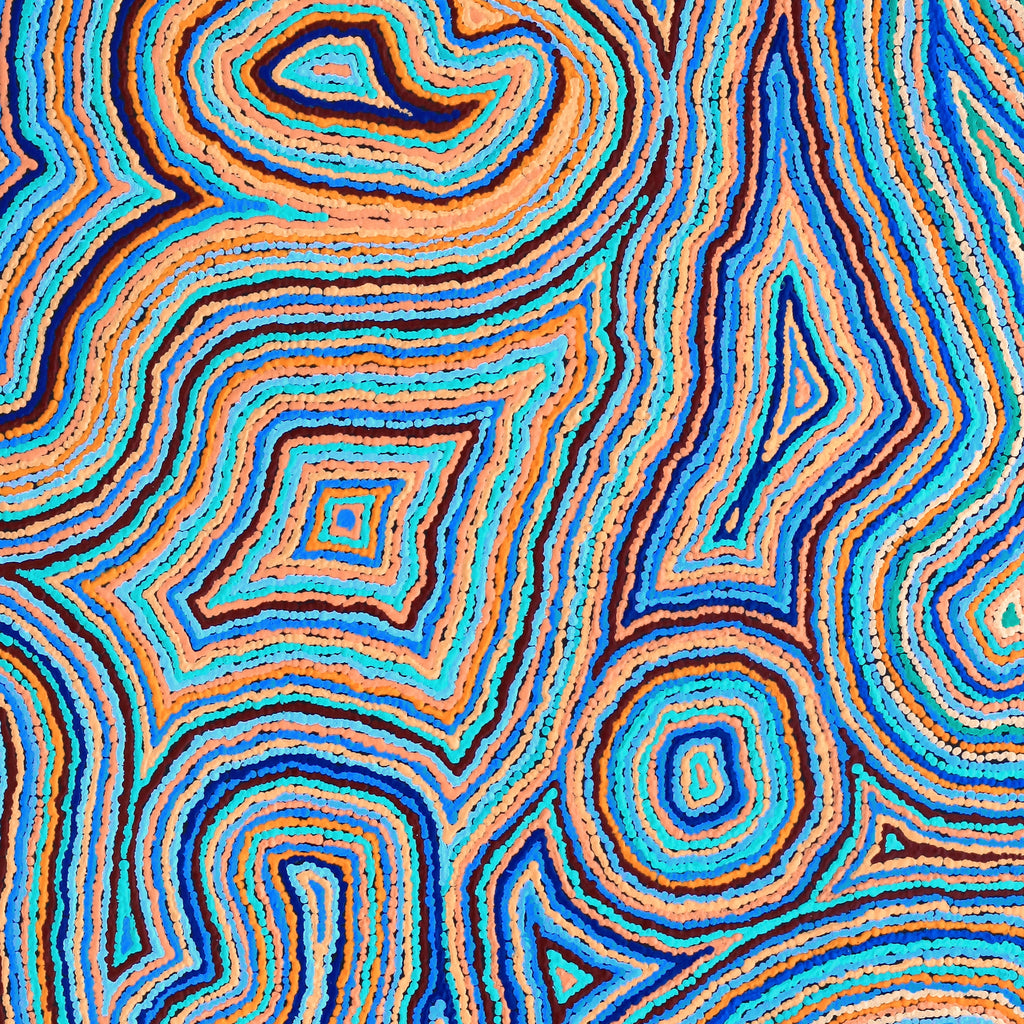 Aboriginal Artwork by Sarah Napaljarri Simms, Pikilyi Jukurrpa (Vaughan Springs Dreaming), 122x107cm