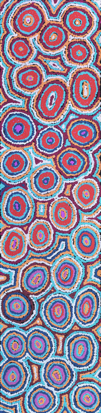 Aboriginal Artwork by Sarah Napaljarri Simms, Mina Mina Jukurrpa - Ngalyipi, 122x30cm