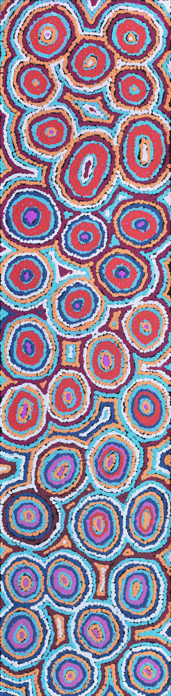 Aboriginal Artwork by Sarah Napaljarri Simms, Mina Mina Jukurrpa - Ngalyipi, 122x30cm