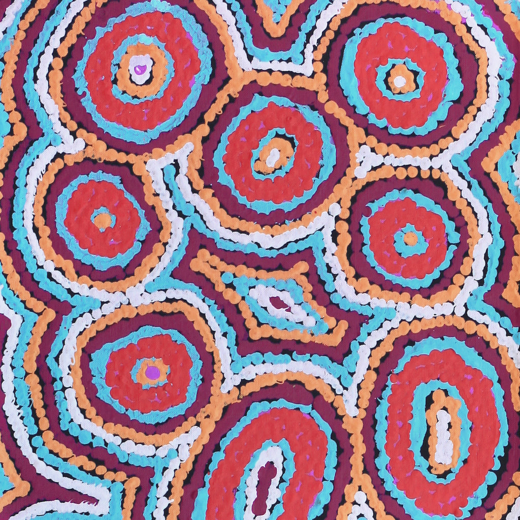 Aboriginal Artwork by Sarah Napaljarri Simms, Mina Mina Jukurrpa - Ngalyipi, 122x30cm