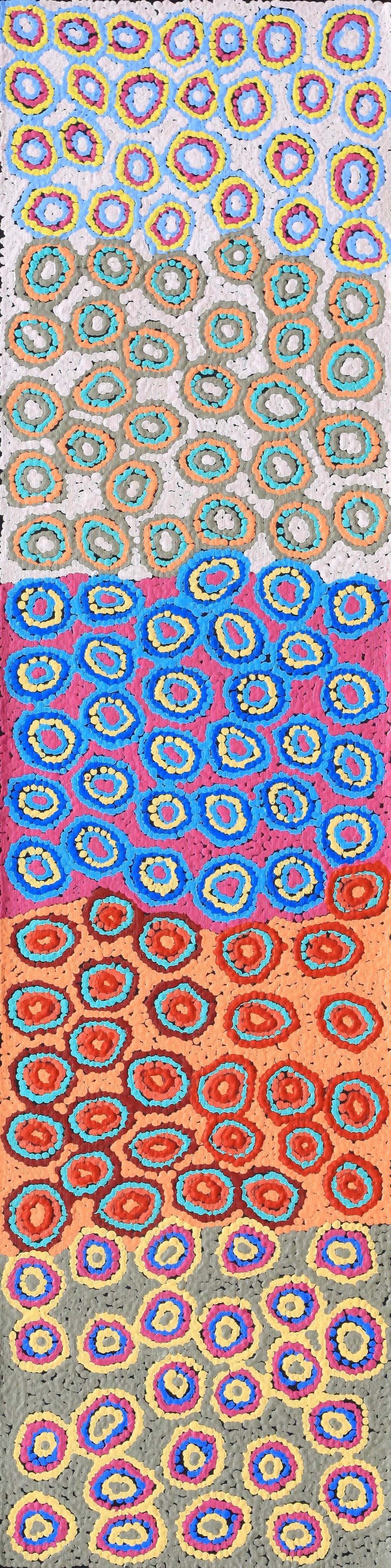 Aboriginal Artwork by Sarah Napaljarri Simms, Pikilyi Jukurrpa (Vaughan Springs Dreaming), 122x30cm