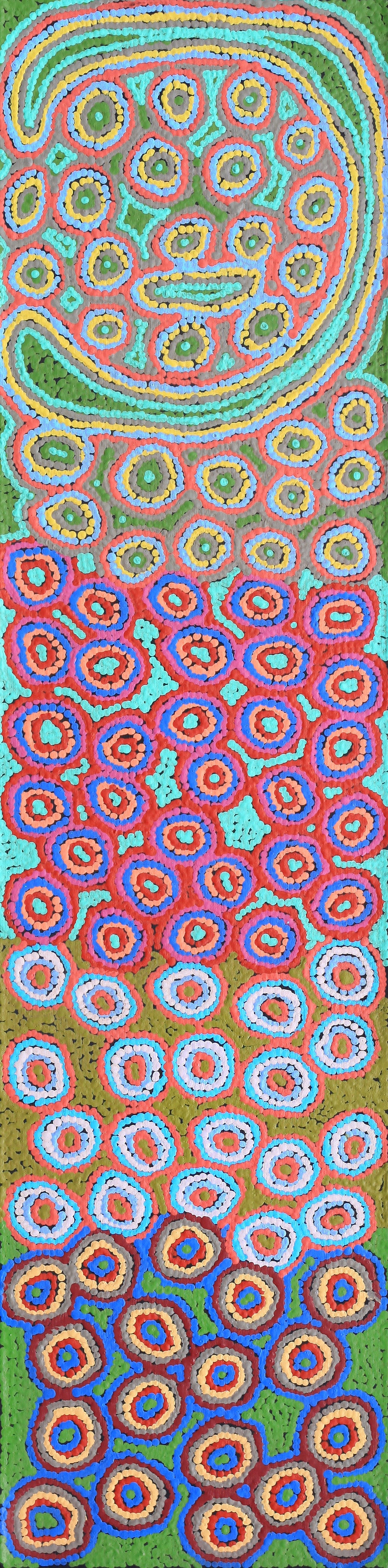 Aboriginal Artwork by Sarah Napaljarri Simms, Pikilyi Jukurrpa (Vaughan Springs Dreaming), 122x30cm