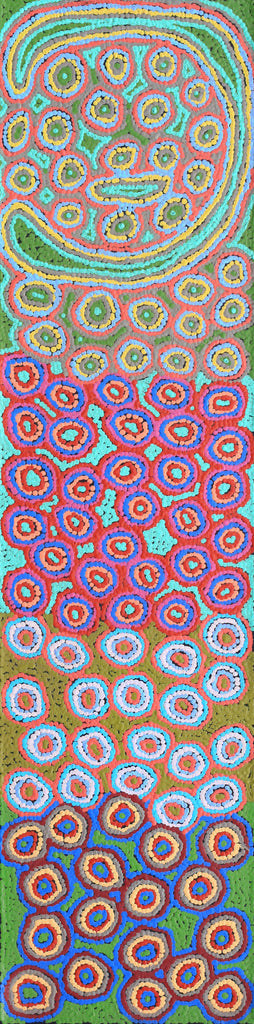 Aboriginal Artwork by Sarah Napaljarri Simms, Pikilyi Jukurrpa (Vaughan Springs Dreaming), 122x30cm