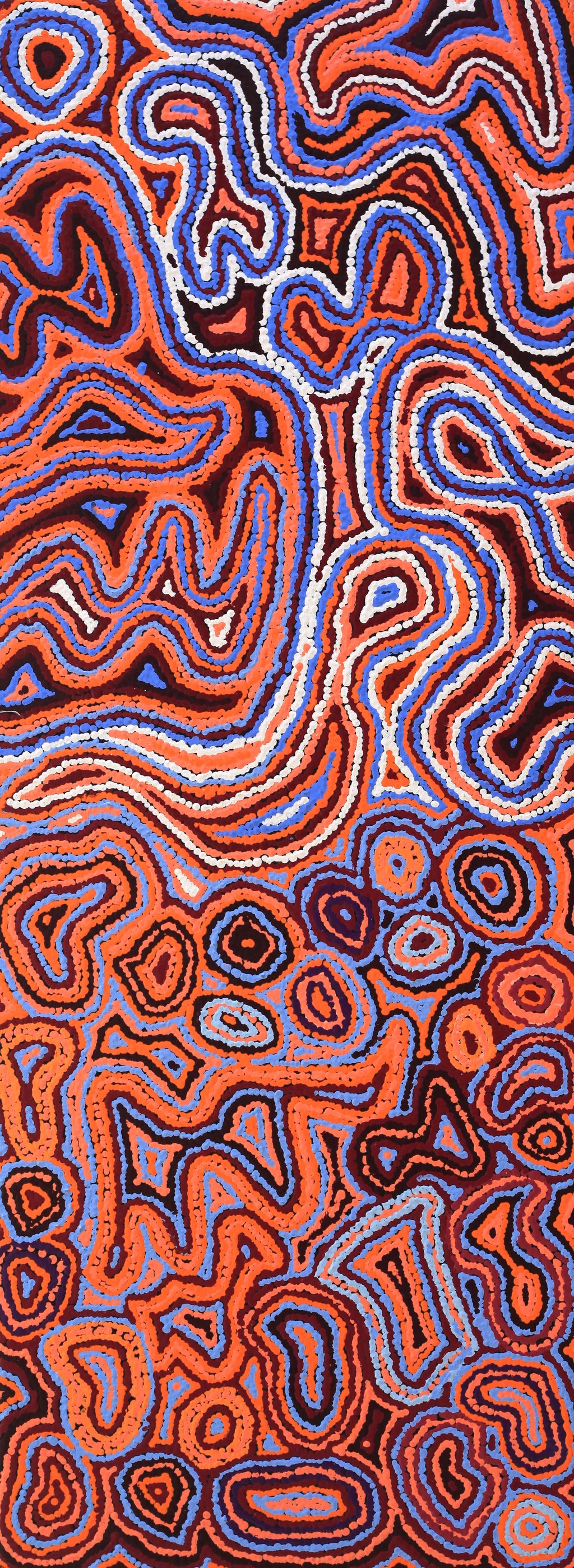Aboriginal Artwork by Sarah Napaljarri Simms, Pikilyi Jukurrpa (Vaughan Springs Dreaming), 122x46cm