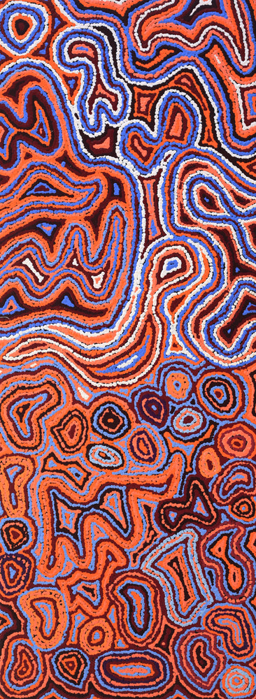 Aboriginal Artwork by Sarah Napaljarri Simms, Pikilyi Jukurrpa (Vaughan Springs Dreaming), 122x46cm