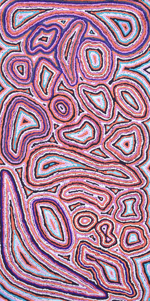 Aboriginal Artwork by Sarah Napaljarri Simms, Pikilyi Jukurrpa (Vaughan Springs Dreaming), 122x61cm