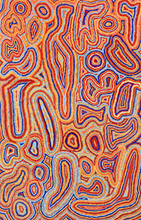 Aboriginal Artwork by Sarah Napaljarri Simms, Pikilyi Jukurrpa, 122x76cm
