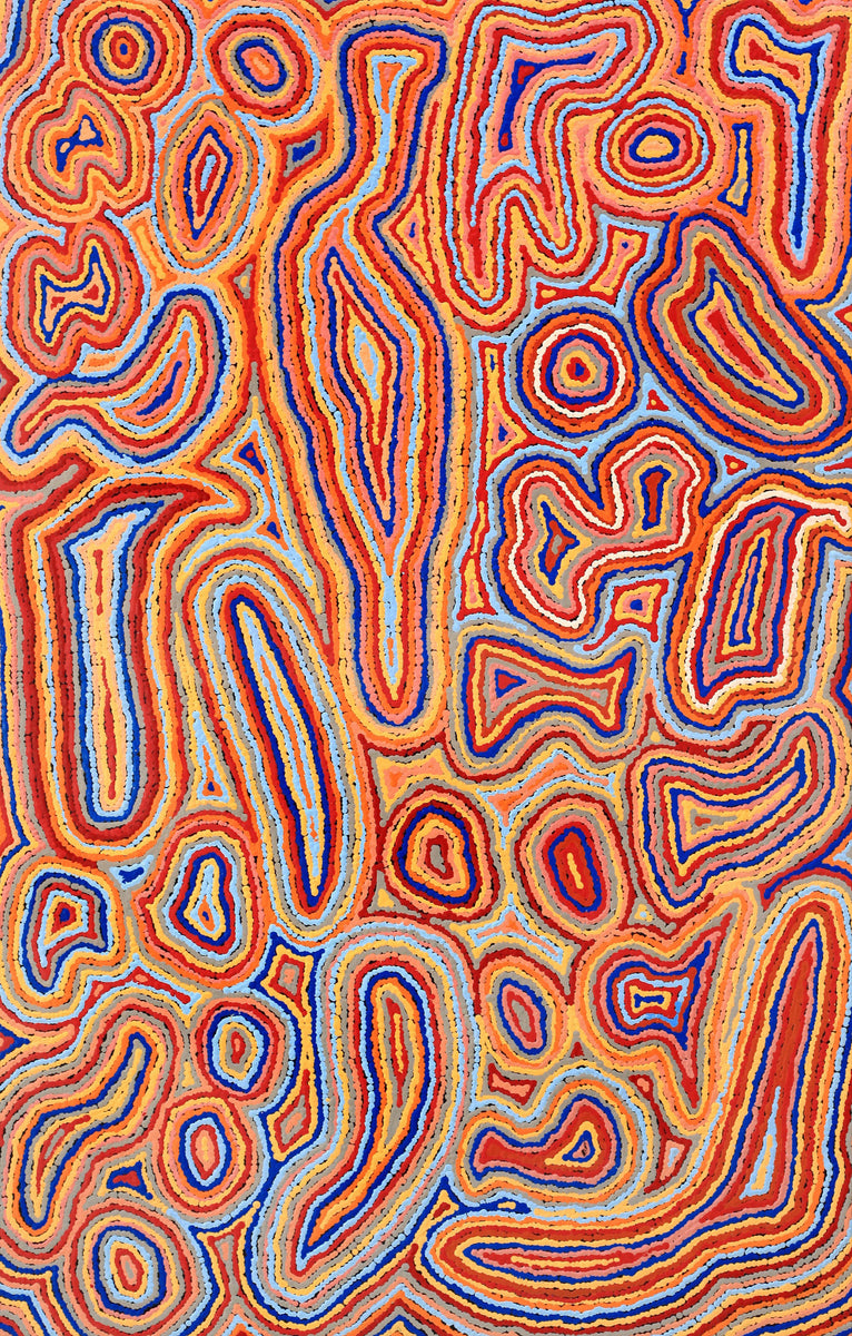 Aboriginal Art by Sarah Napaljarri Simms, Pikilyi Jukurrpa, 122x76cm - ART ARK®