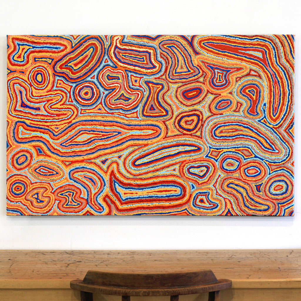 Aboriginal Artwork by Sarah Napaljarri Simms, Pikilyi Jukurrpa, 122x76cm - ART ARK®