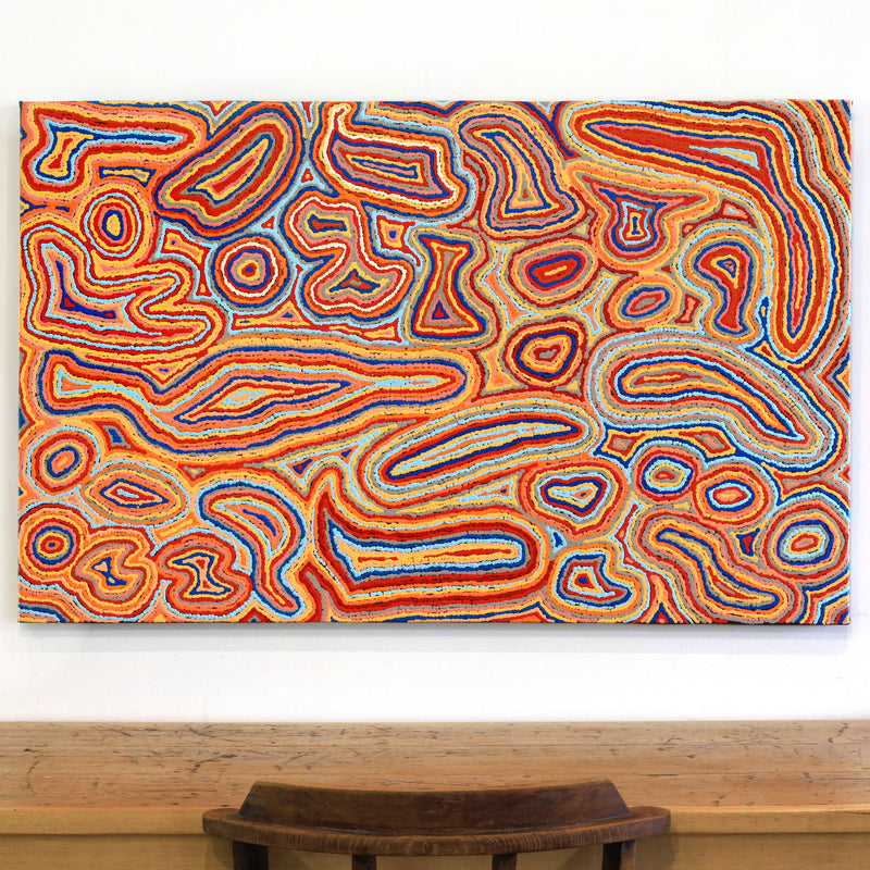 Aboriginal Artwork by Sarah Napaljarri Simms, Pikilyi Jukurrpa, 122x76cm