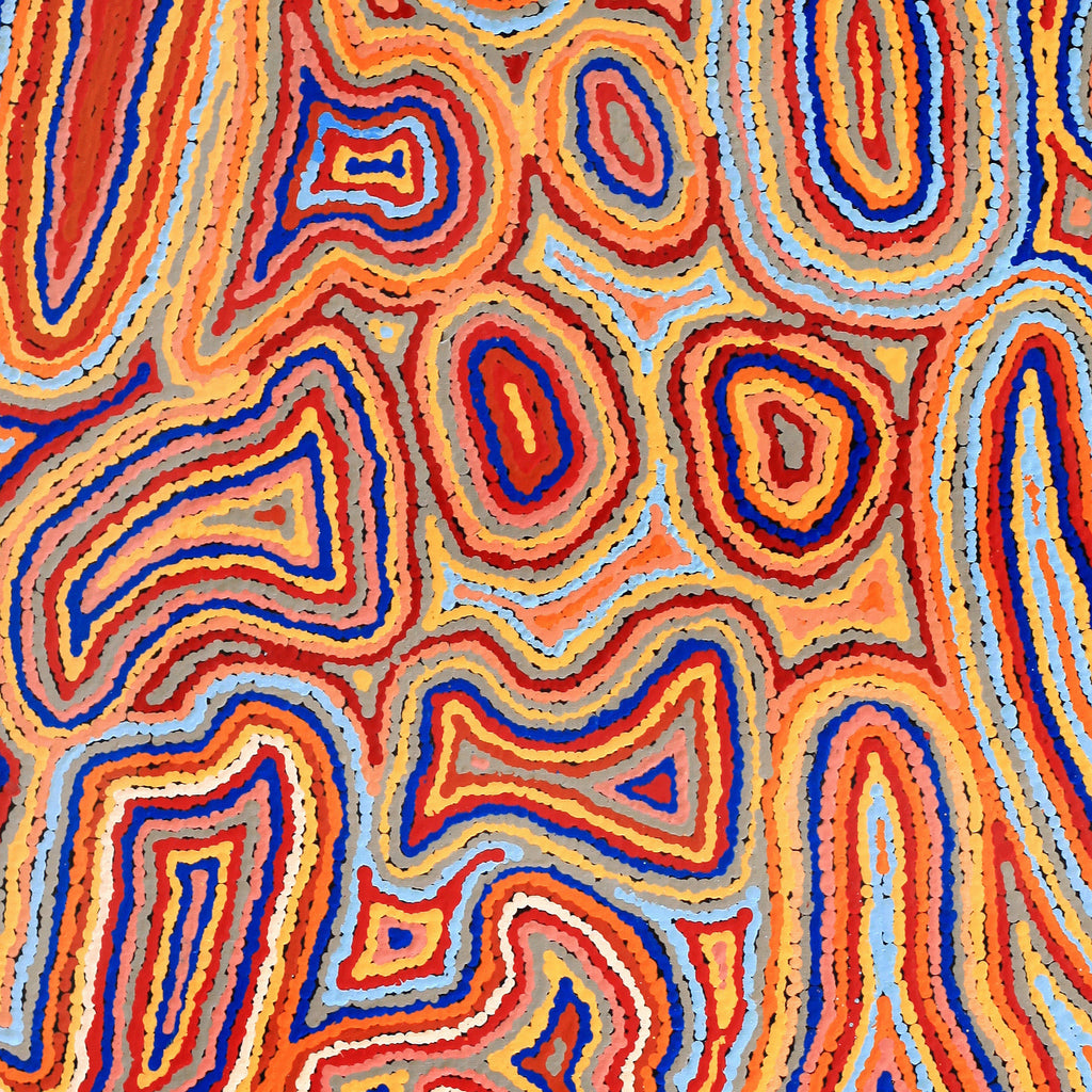 Aboriginal Artwork by Sarah Napaljarri Simms, Pikilyi Jukurrpa, 122x76cm - ART ARK®