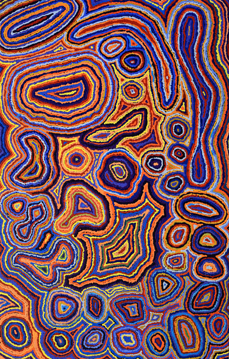 Aboriginal Art by Sarah Napaljarri Simms, Pikilyi Jukurrpa (Vaughan Springs Dreaming), 122x76cm - ART ARK®