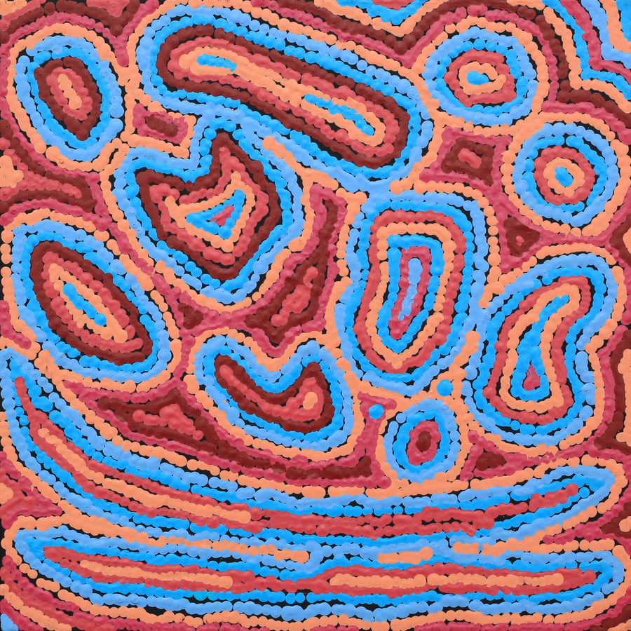 Aboriginal Artwork by Sarah Napaljarri Simms, Pikilyi Jukurrpa (Vaughan Springs Dreaming), 30x30cm