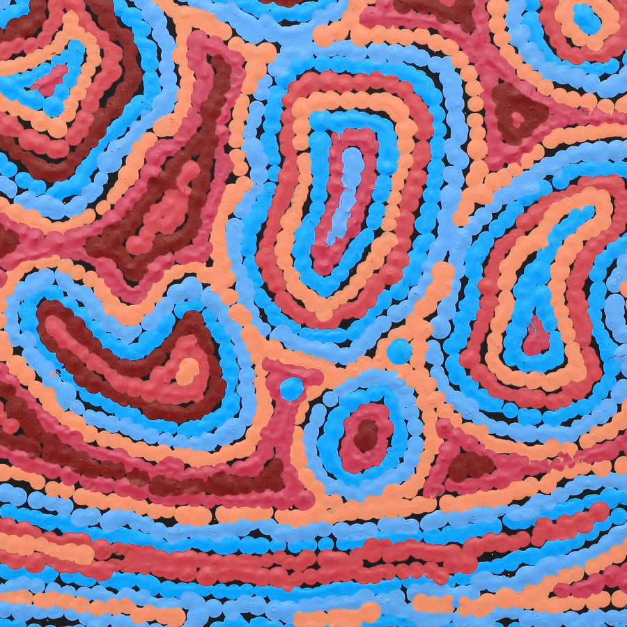 Aboriginal Artwork by Sarah Napaljarri Simms, Pikilyi Jukurrpa (Vaughan Springs Dreaming), 30x30cm