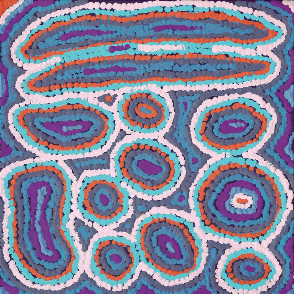 Aboriginal Artwork by Sarah Napaljarri Simms, Pikilyi Jukurrpa (Vaughan Springs Dreaming), 30x30cm