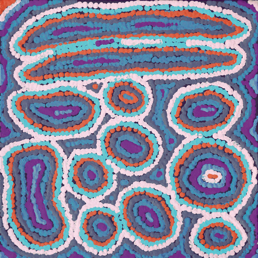 Aboriginal Artwork by Sarah Napaljarri Simms, Pikilyi Jukurrpa (Vaughan Springs Dreaming), 30x30cm