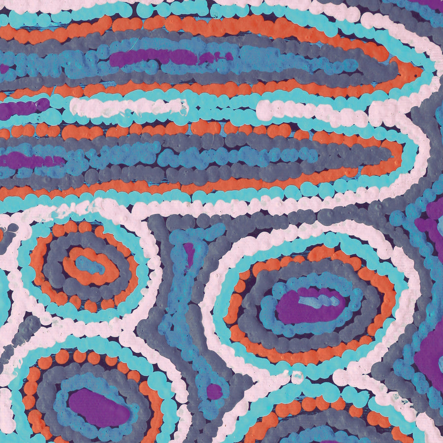 Aboriginal Artwork by Sarah Napaljarri Simms, Pikilyi Jukurrpa (Vaughan Springs Dreaming), 30x30cm