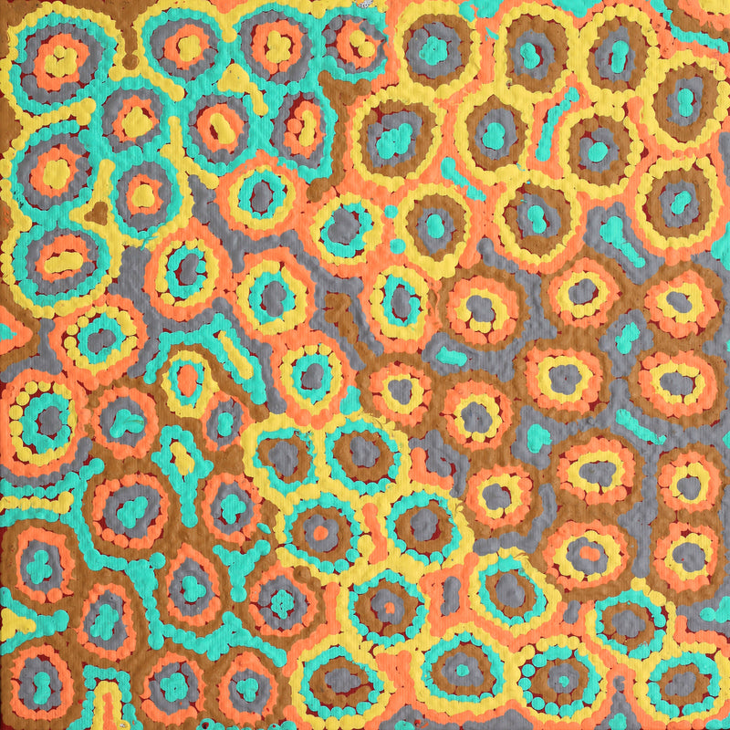 Aboriginal Artwork by Sarah Napaljarri Simms, Pikilyi Jukurrpa (Vaughan Springs Dreaming), 30x30cm