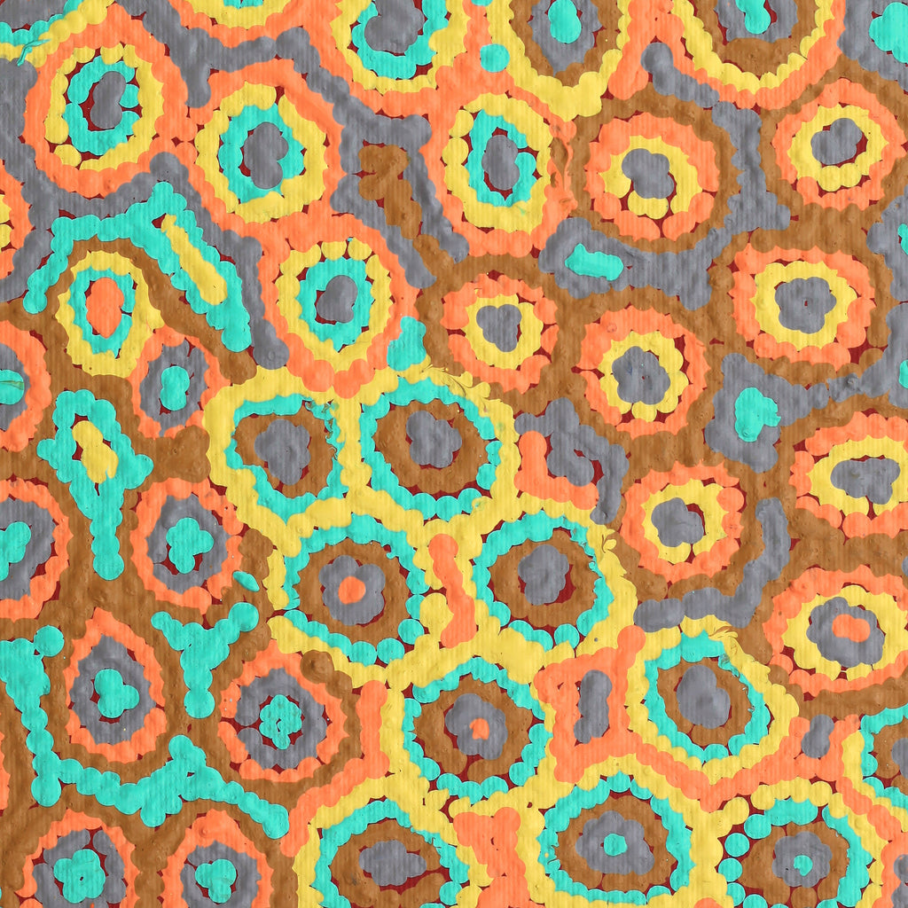 Aboriginal Artwork by Sarah Napaljarri Simms, Pikilyi Jukurrpa (Vaughan Springs Dreaming), 30x30cm