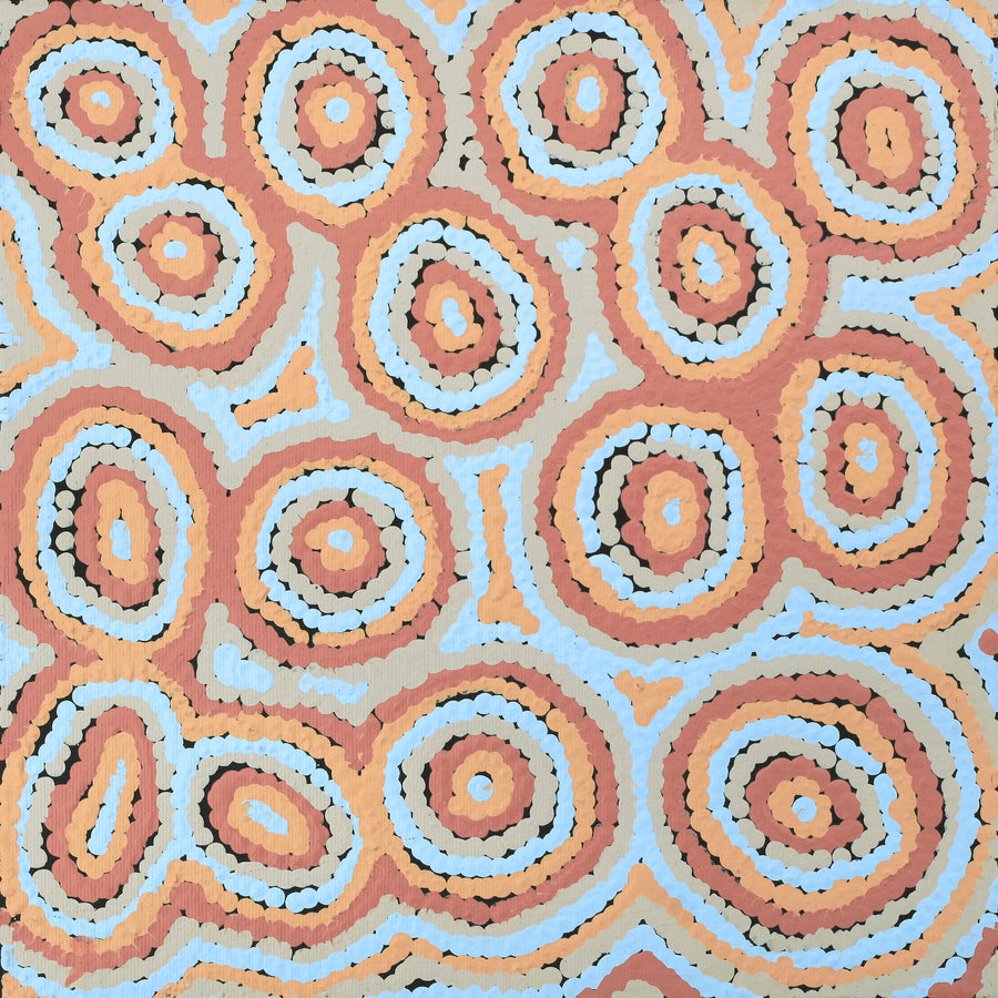Aboriginal Artwork by Sarah Napaljarri Simms, Mina Mina Jukurrpa (Mina Mina Dreaming), 30x30cm