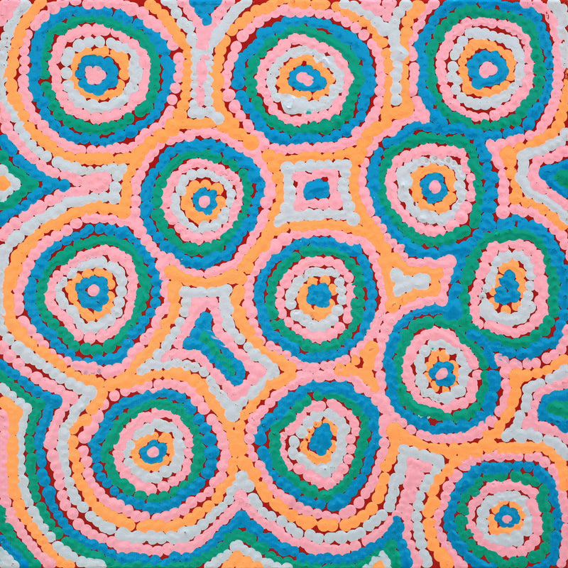 Aboriginal Artwork by Sarah Napaljarri Simms, Mina Mina Jukurrpa (Mina Mina Dreaming), 30x30cm