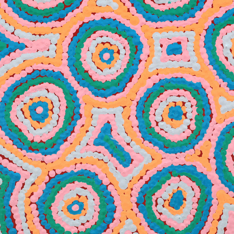 Aboriginal Artwork by Sarah Napaljarri Simms, Mina Mina Jukurrpa (Mina Mina Dreaming), 30x30cm