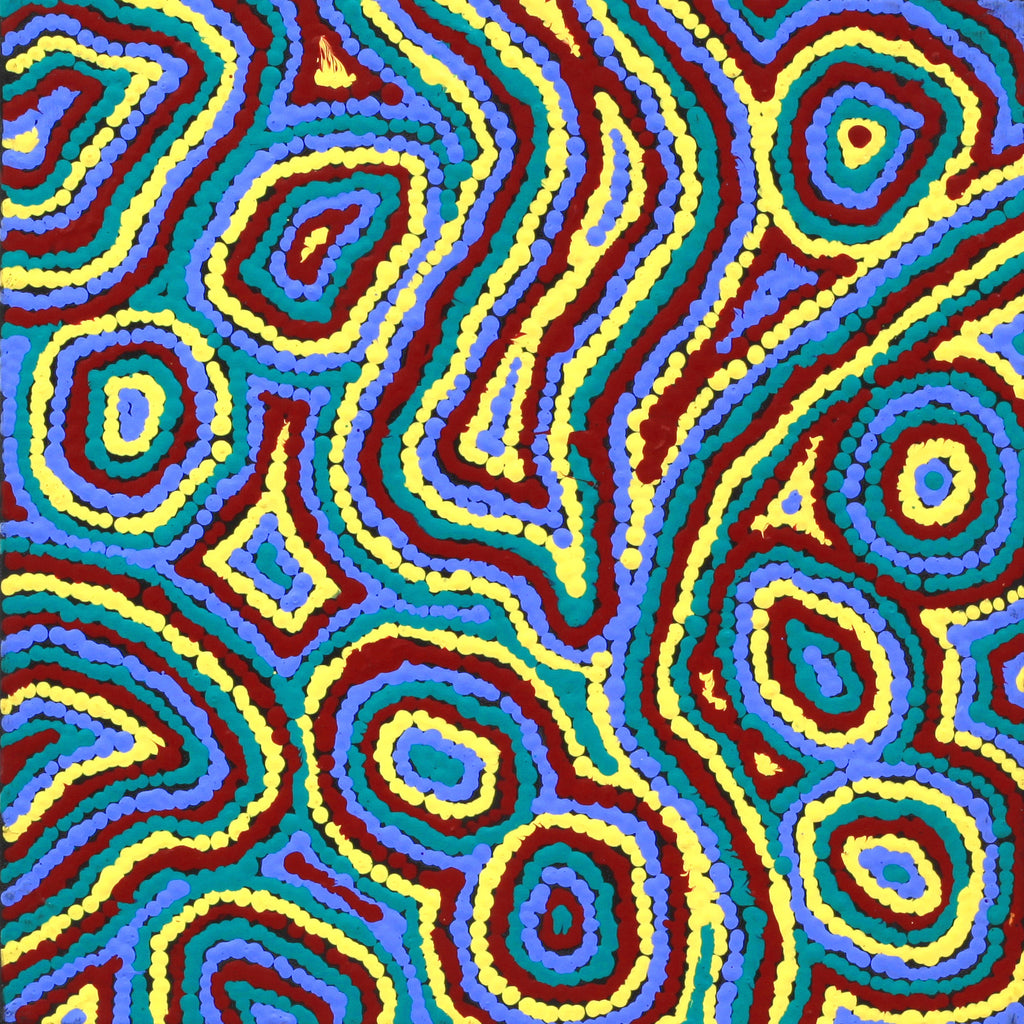 Aboriginal Artwork by Sarah Napaljarri Simms, Pikilyi Jukurrpa (Vaughan Springs Dreaming), 30x30cm