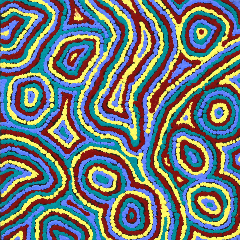 Aboriginal Artwork by Sarah Napaljarri Simms, Pikilyi Jukurrpa (Vaughan Springs Dreaming), 30x30cm