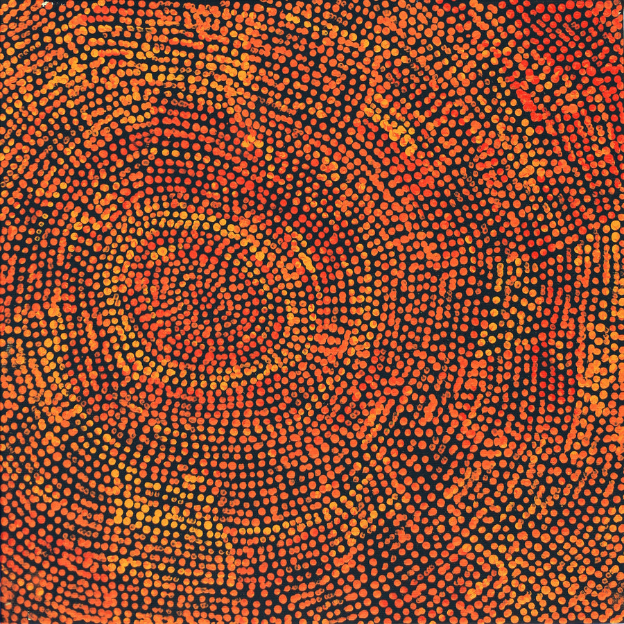 Aboriginal Artwork by Sarah Napurrurla Leo, Ngapa Jukurrpa (Water Dreaming), 30x30cm