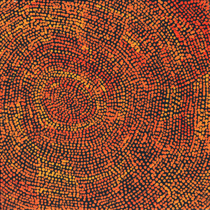 Aboriginal Artwork by Sarah Napurrurla Leo, Ngapa Jukurrpa (Water Dreaming), 30x30cm